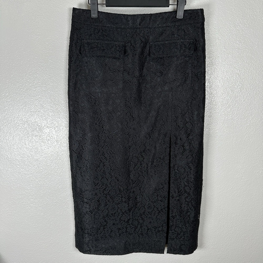 J. Crew Side Slit Black Lace Pencil Skirt Womens 10 Midi Holiday Cocktail Office